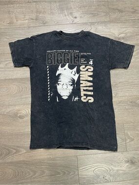 Biggie Smalls T-Shirt Graphic Tee Brooklyn Mint Acid Wash Grey Size M